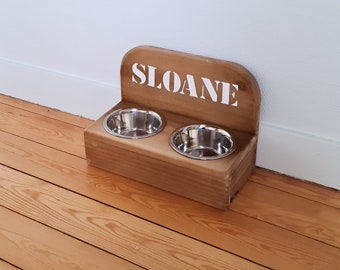 Gamelle Chat En Bois Etsy