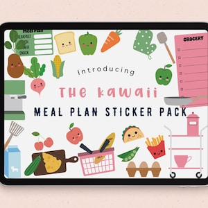 Meal Plan digital sticker pack |meal planning Goodnotes Stickers | cute stickers download PNG | functional stickers  | checklist Notability