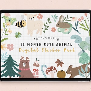 Cute animal Goodnotes Stickers | yearly digital stickers | holiday monthly winter stickers notability| calendar |November Thanksgiving| PNG
