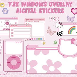 Y2K windows overlay digital stickers| functional Goodnotes stickers |retro pink | 90s | kawaii  cute | PNG| Girly | positive | aesthetic