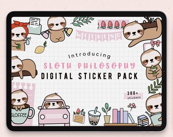 Sloth Emoti Goodnotes Stickers |kawaii digital stickers character | notes | adulting precropped PNG | funny stickers | checklist Notability