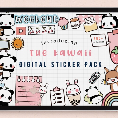 Cute Daily Digital Stickers goodnotes Digital Sticker kawaii Etsy