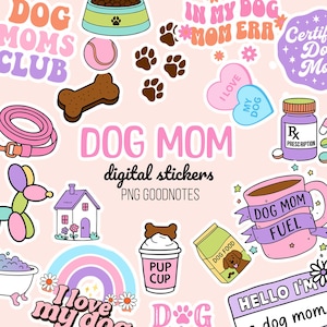 Dog Digital Stickers Dog Mom Goodnotes Stickers | Pet care stickers | Printable planner Sticker | PNG clipart | Cricut | Silhouette | puppy