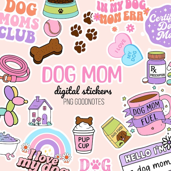 Dog Digital Stickers Dog Mom Goodnotes Stickers | Pet care stickers | Printable planner Sticker | PNG clipart | Cricut | Silhouette | puppy