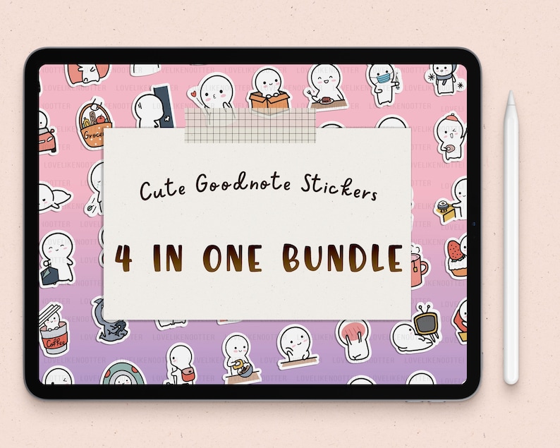 Emoti Goodnote stickers | cute emoji digital planner stickers |kawaii character iPad sticker | notability sticker | digital journal stickers image 1