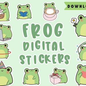 frog digital stickers | froggie goodnotes stickers | work | house chore | mood | emoji | notes stickers | ipad stickers | notability | PNG