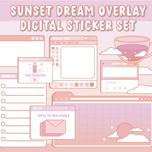 Sunset dream widget digital stickers | aesthetic Goodnotes stickers | retro window| computer window| kawaii  cute | PNG | cloud| celestial