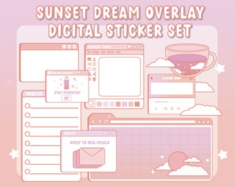 Sunset dream widget digital stickers | aesthetic Goodnotes stickers | retro window| computer window| kawaii  cute | PNG | cloud| celestial