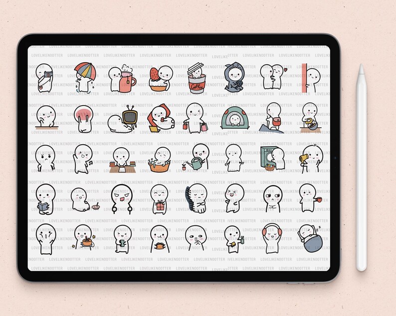 Emoti Goodnote stickers | cute emoji digital planner stickers |kawaii character iPad sticker | notability sticker | digital journal stickers image 3