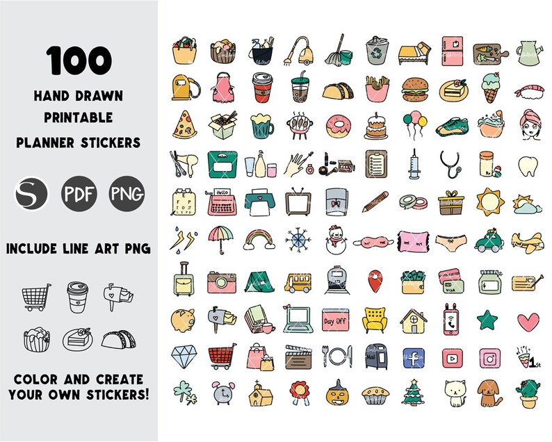 100 Printable Planner Stickers Digital Planner Stickers Etsy 100 Printable Planner Stickers Digital Planner Stickers Etsy