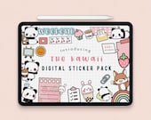 cute digital sticker pack |kawaii Goodnotes Stickers | panda stickers download PNG | functional stickers | checklist Notability