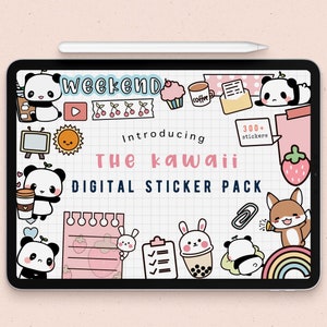 cute digital sticker pack |kawaii Goodnotes Stickers | panda stickers download PNG | functional stickers  | checklist Notability