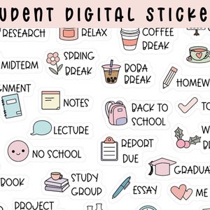 Schüler Goodnotes Aufkleber | Schule digitale Aufkleber | Studie | Kolleg | Notizheft | Klasse | ipad Kalender Sticker, precropped png
