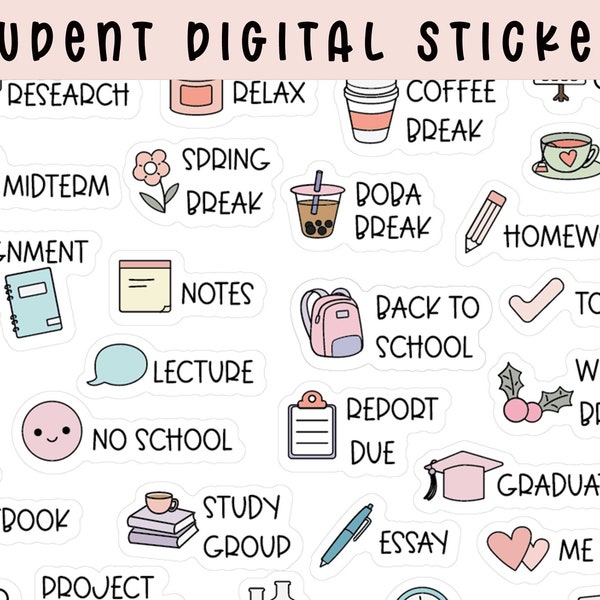 Student Goodnotes stickers | school digital stickers| study | college | noteshelf | class | ipad planner stickers precropped png