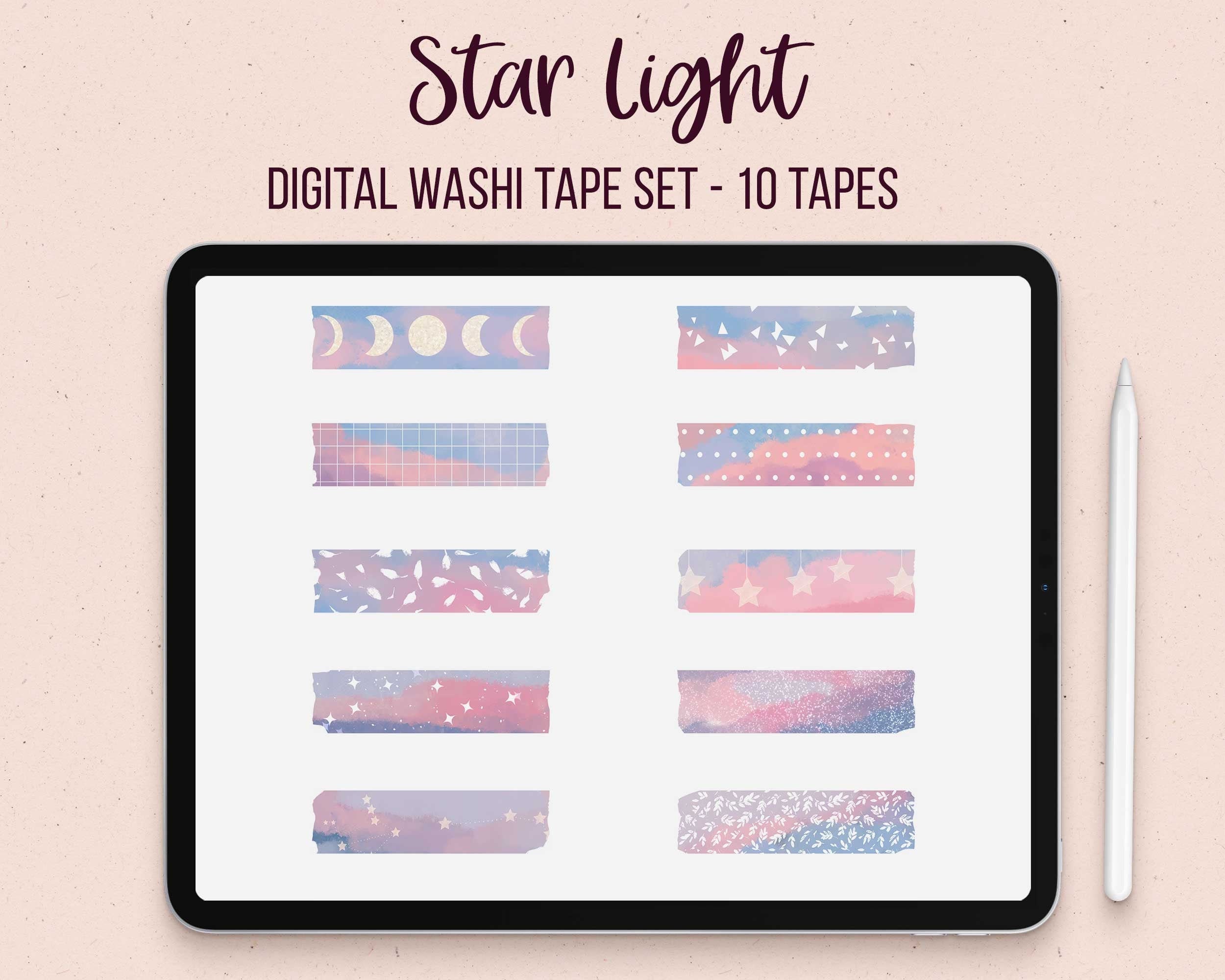 20 Pastel Rainbow Washi Tape Clip Art, Pink Blue Digital Washi