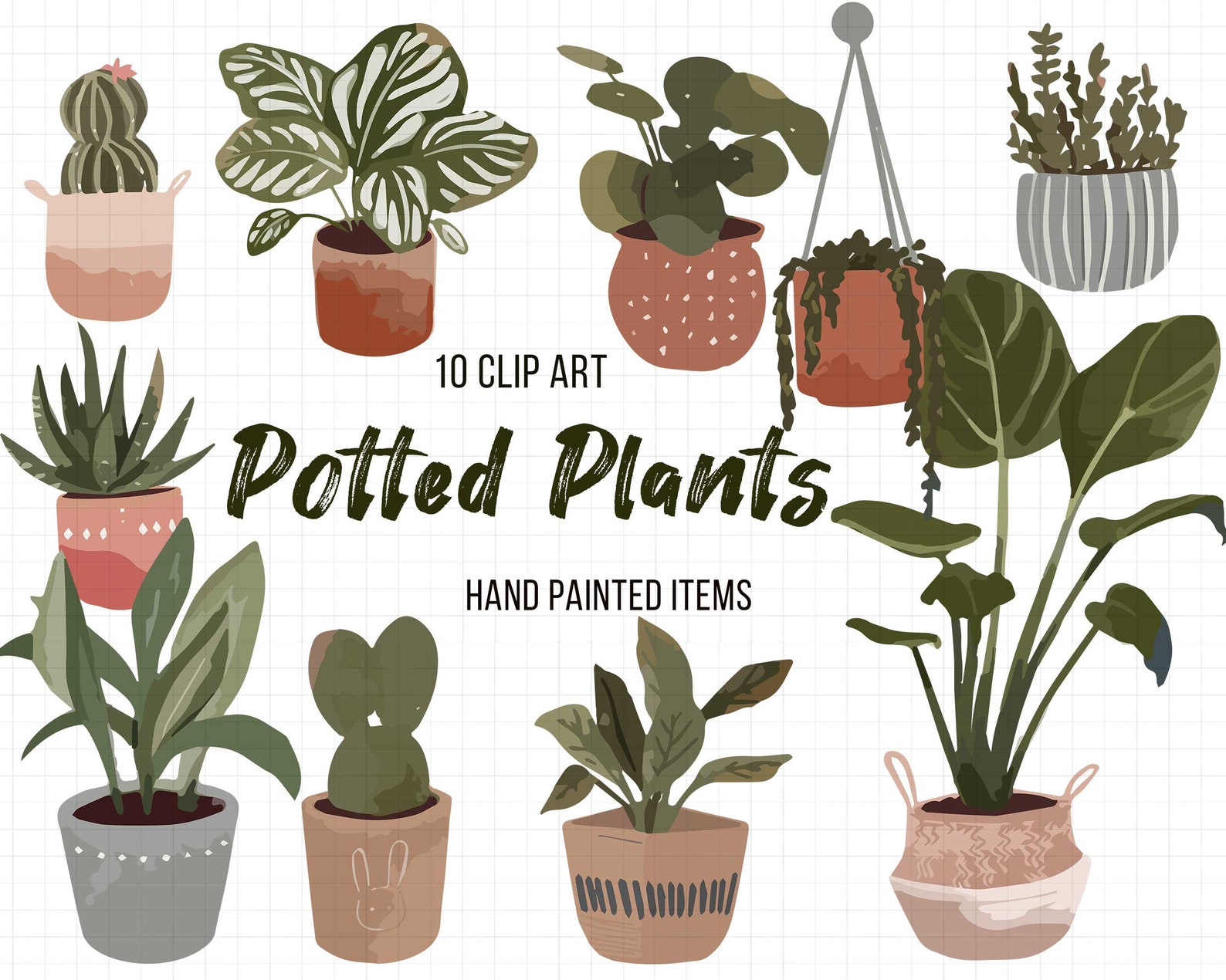 Potted Plants Clipart Cute Indoor Plants Clip Art | Etsy
