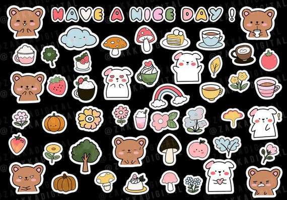 Cute Kawaii Digital Stickers