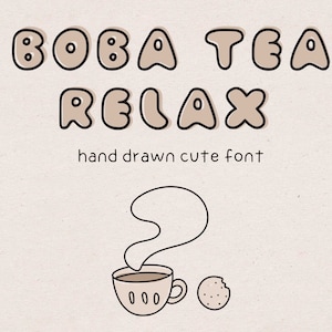 Lettertype Boba-thee | schattig Goodnotes-lettertype| rond lettertype | handgetekende lettertype| bubbellettertype | kawaii-lettertype | ipad-lettertype| lettertype logo | leuk | speels| afgerond