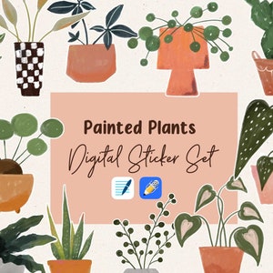 Potted Plants Goodnotes Stickers | house plants digital stickers | Greenery Stickers | plants and pots stickers | PNG | Precropped | painted