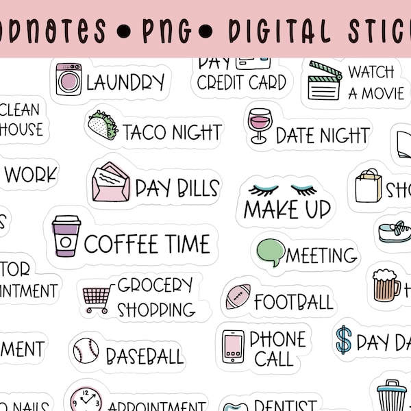 everyday life icon goodnotes stickers | notability digital stickers | coffee | house chore | work | school | workout stickers precropped png