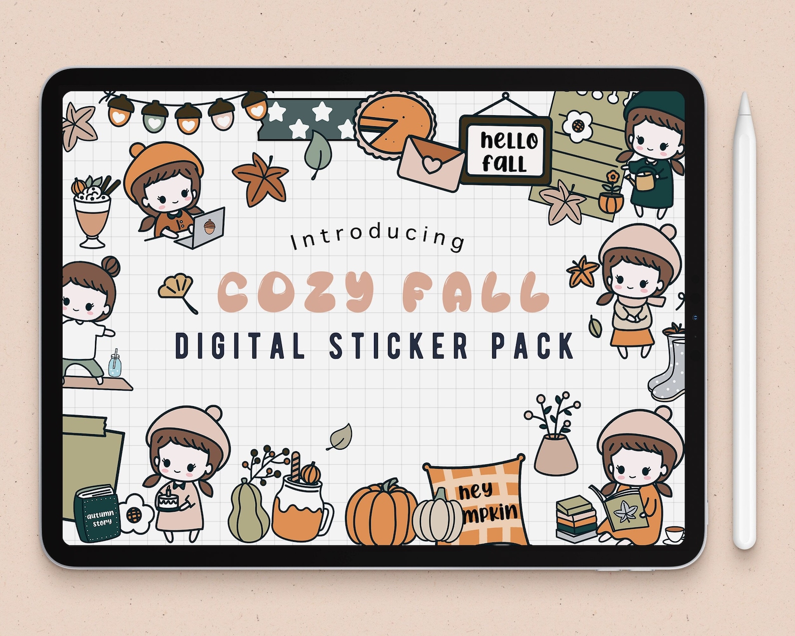 Cozy Fall Digital Stickers Chibi Girl Goodnotes Stickers - Etsy
