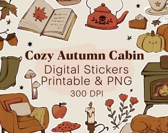 Fall Digital Stickers | Autumn Printable Stickers | Cute Goodnotes stickers | Hand Drawn | Clipart | Clip Art | PNG | Silhouette | Cricut