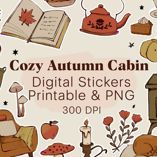 Fall Digital Stickers | Autumn Printable Stickers | Cute Goodnotes stickers | Hand Drawn | Clipart | Clip Art | PNG | Silhouette | Cricut