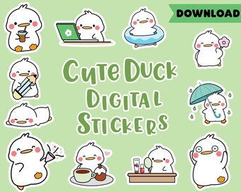 Duck digital stickers | Ducky goodnotes stickers | work | house chore | mood | emoji | notes stickers | ipad stickers | notability | PNG