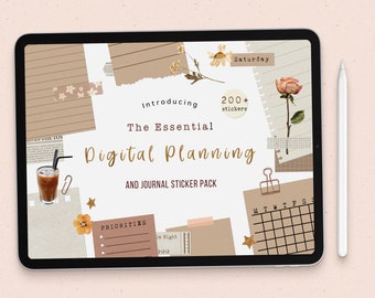 Essential Goodnote stickers | paper digital planner stickers | precropped ipad stickers | notability stickers | digital journal stickers