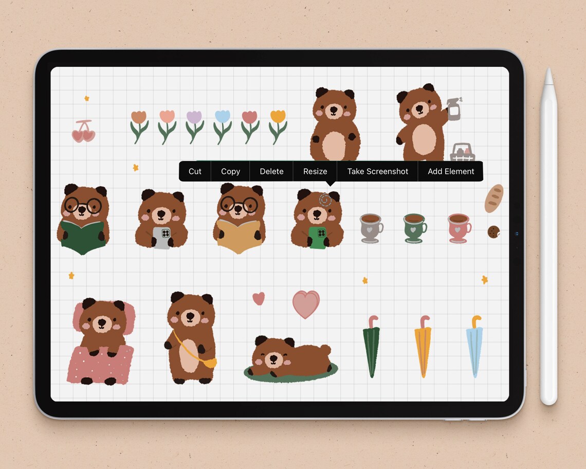 Cute Bear Goodnotes Stickers |korean Style Digital Stickers |aesthetic ...