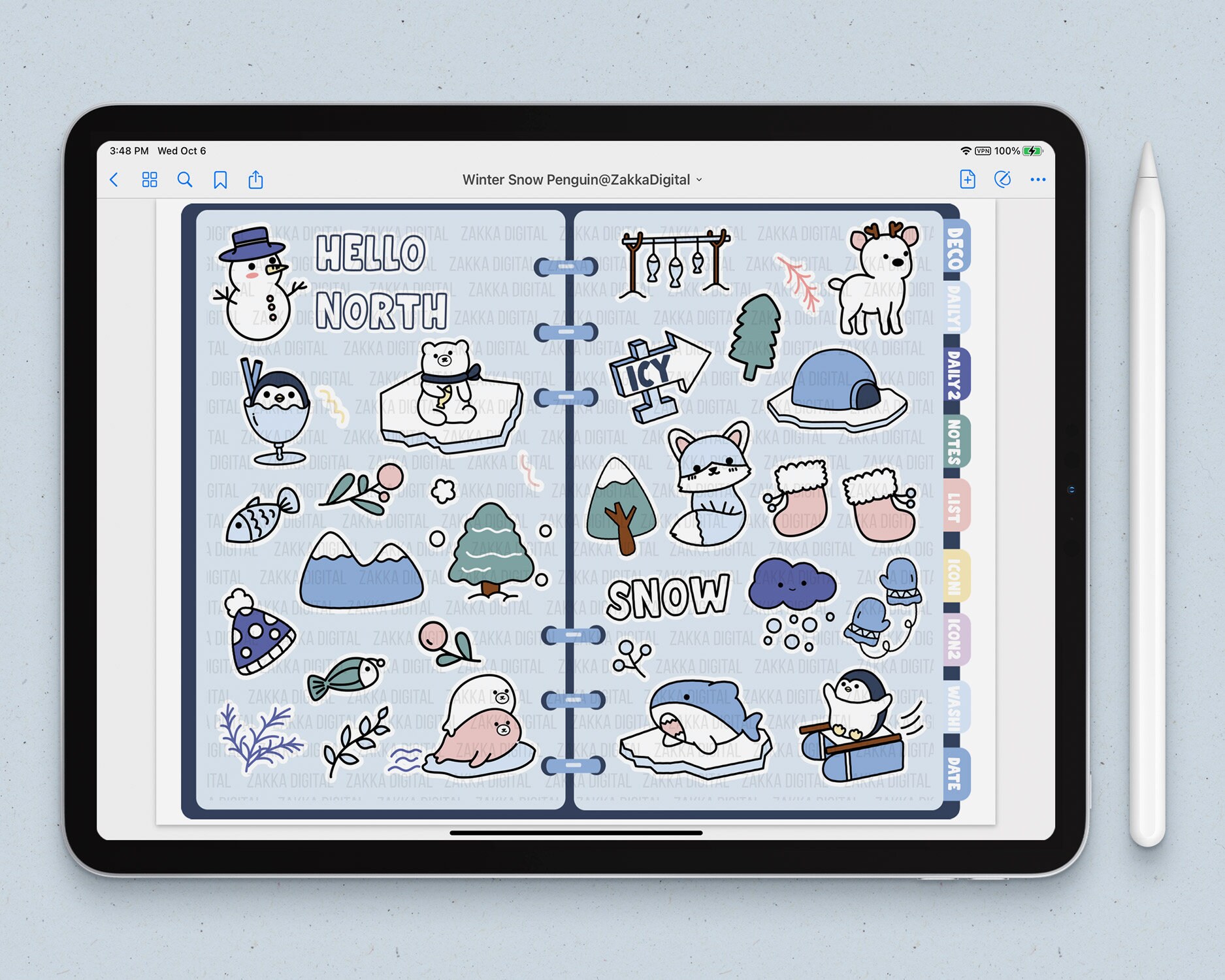 Winter Penguin Goodnotes Stickers | Kawaii Digital Sticker Pack Penguin ...