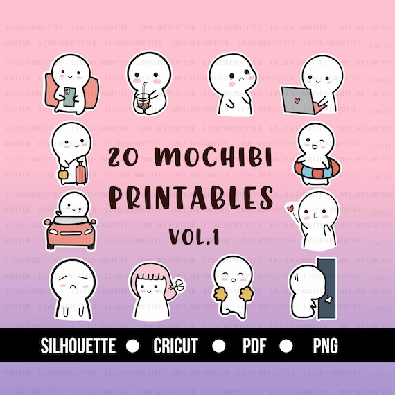 20 Emoji Printable Stickers Hand Drawn Cute Character - Etsy