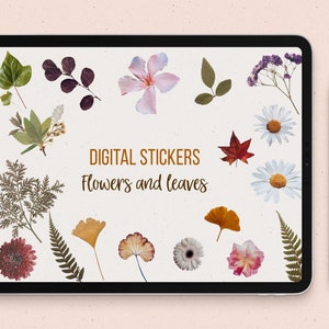 Flower digital stickers | floral goodnotes stickers | leaf notability sticker | ipad sticker | instagram style  journal sticker | precropped