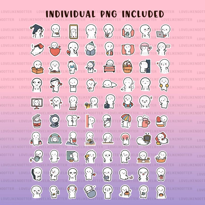 Emoti Goodnote stickers | cute emoji digital planner stickers |kawaii character iPad sticker | notability sticker | digital journal stickers image 5