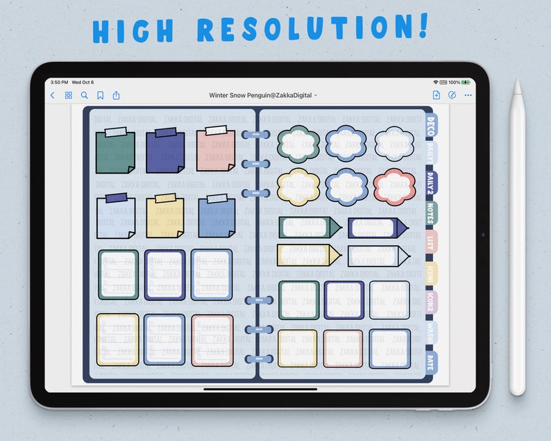 Winter Penguin Goodnotes Stickers | Kawaii Digital Sticker Pack Penguin ...