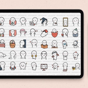 Emoti Goodnote stickers | cute emoji digital planner stickers |kawaii character iPad sticker | notability sticker | digital journal stickers image 2