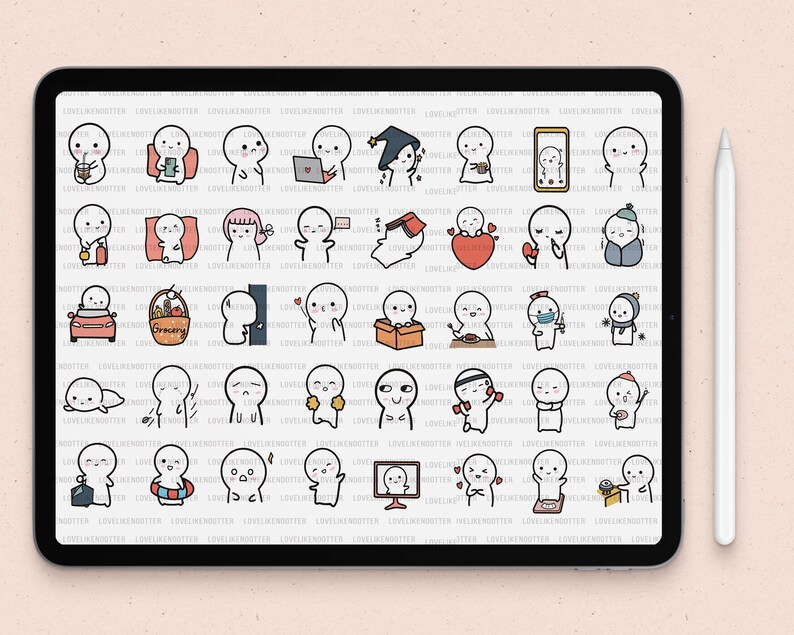 Emoti Goodnote stickers | cute emoji digital planner stickers |kawaii character iPad sticker | notability sticker | digital journal stickers image 2