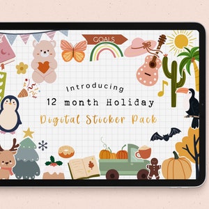 Dekorative Goodnotes-Aufkleber | Funktionale Digitale Aufkleber | Niedlich | Frühling | Sommer | Herbst | Winter | Handgezeichnet | Niedlich | Scrapbooking