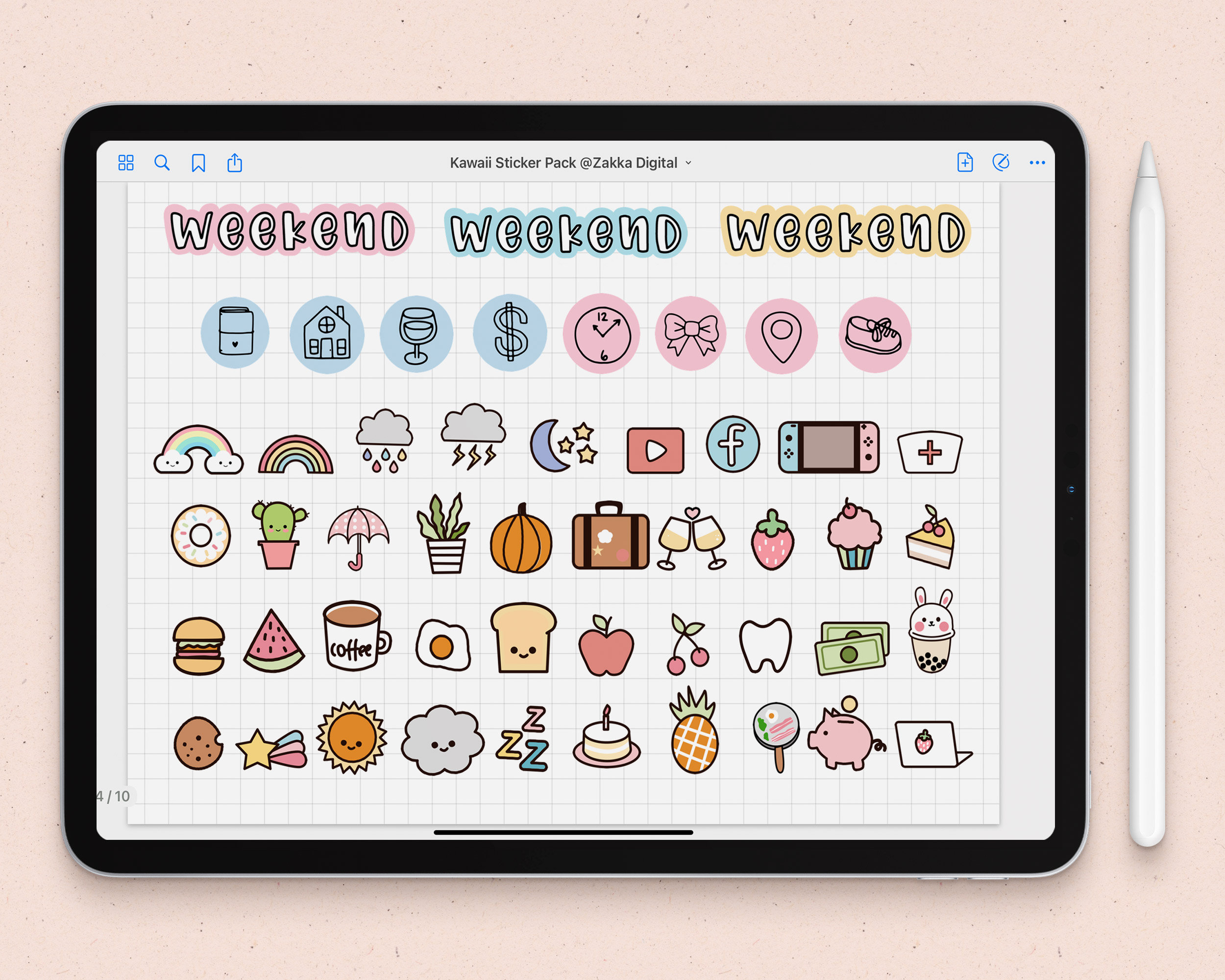 かわいいデジタルステッカーパック | かわいいGoodnotes
