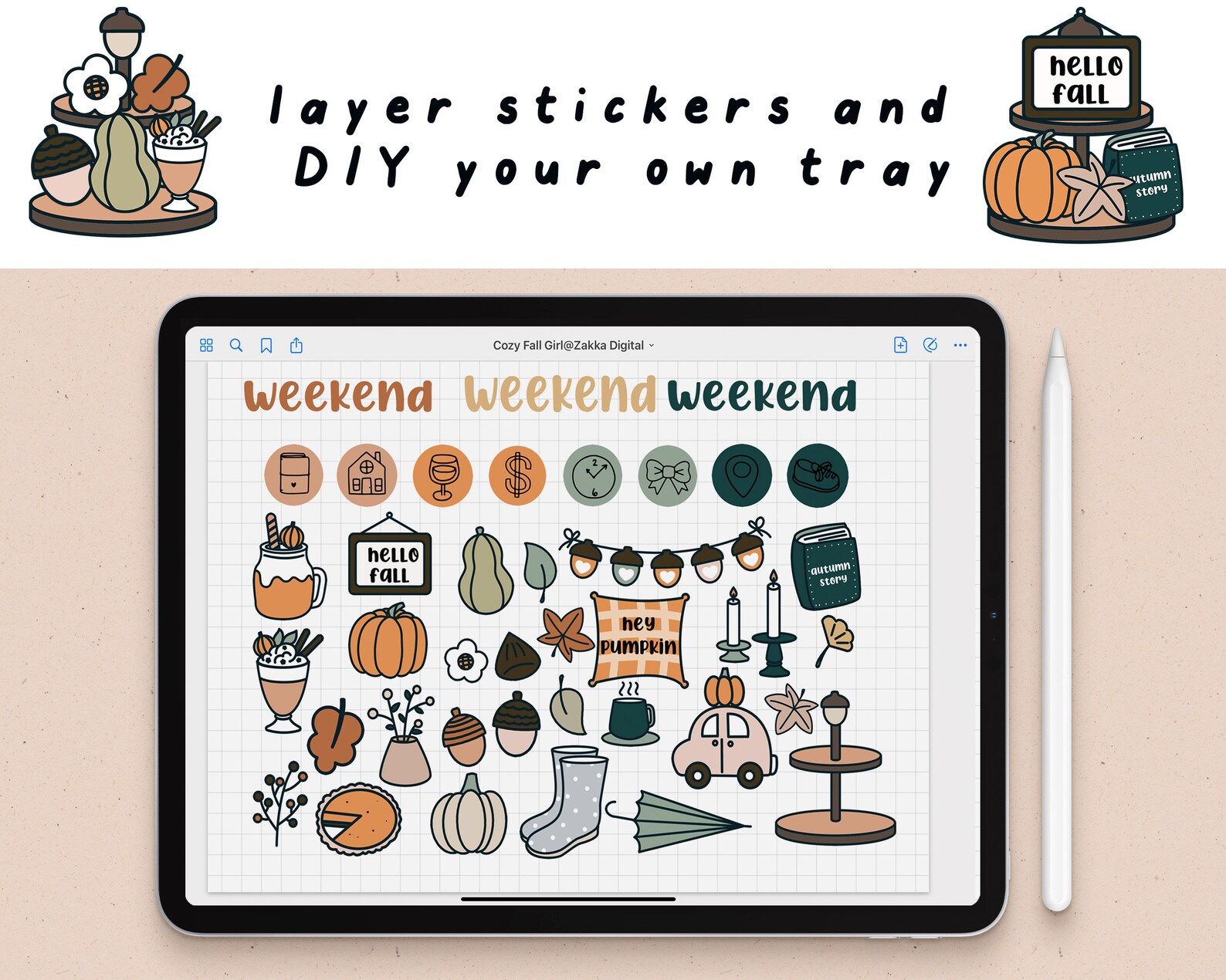 Cozy Fall Digital Stickers Chibi Girl Goodnotes Stickers - Etsy