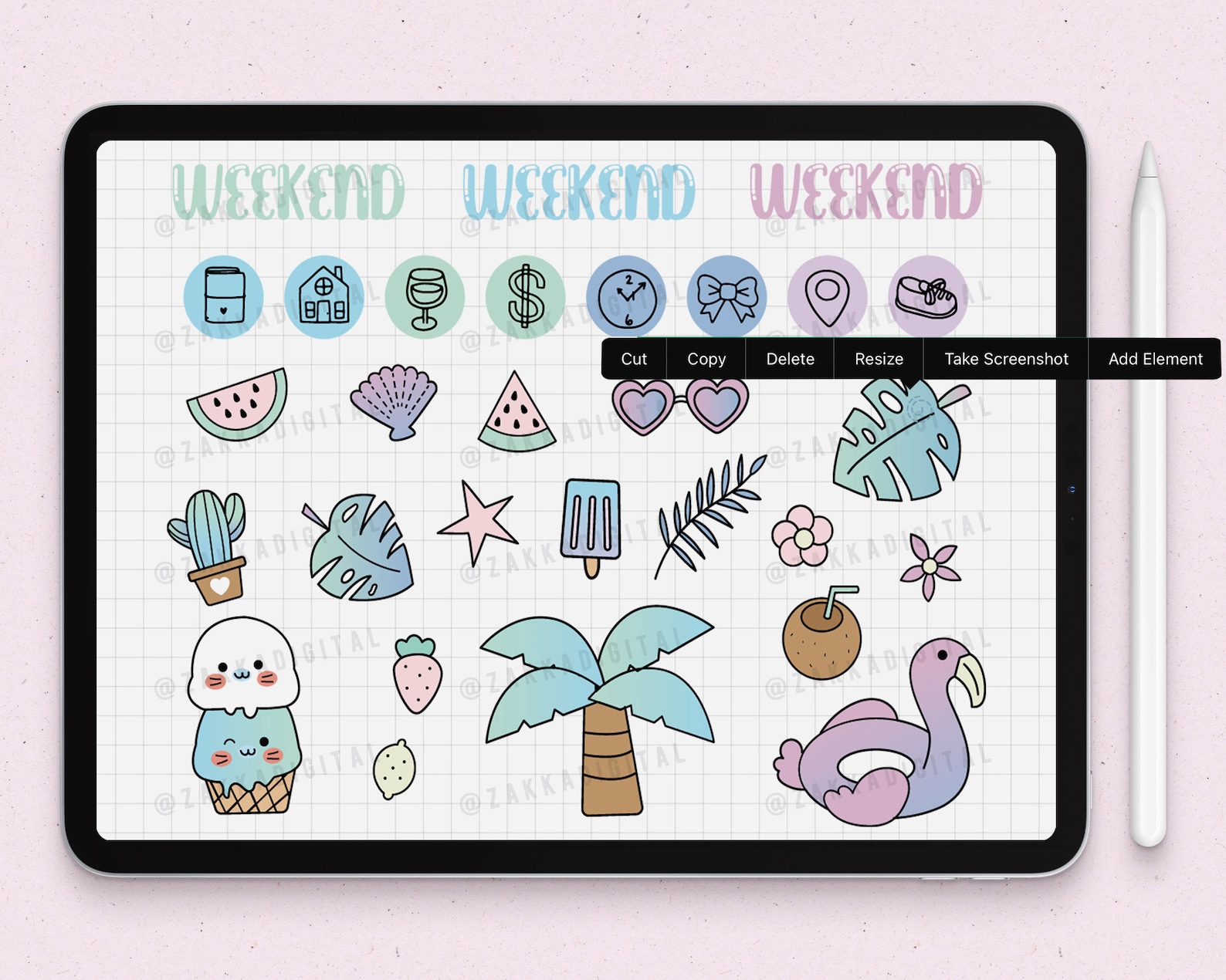 Summer Seal Goodnotes Stickers Kawaii Digital Stickers seal Etsy
