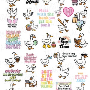 Digitalt klistermärke med fåniga gås, Goodnotes, PNG-clipart, utskrivbara, stansade klistermärken, scrapbooking, rolig sublimeringsdesign, nedladdning, Cricut bild 2
