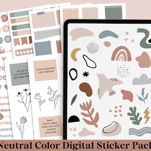 Neutral Color Goodnote stickers | earth tone digital planner stickers | work ipad stickers | meeting note stickers |  journal stickers
