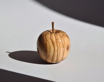 Toothpick Holder Olive Wood Apple Bethlehem Carved Wood Craft Unique Hand Made