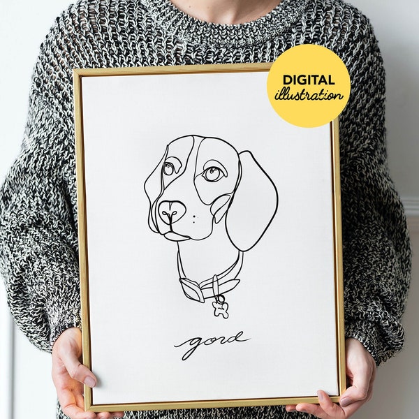 Custom Pet Line Drawing, Single Line Pet Portrait, Digital Portrait, Printable Digital Art,  Digital Illustration, Vector Art