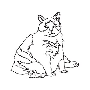 Anpassad linjeteckning av husdjur, porträtt av husdjur med en linje, digitalt porträtt, utskrivbar digital konst, digital illustration, vektorkonst bild 6