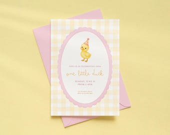 Convite de Aniversário "Um Patinho" - Modelo Personalizável e Editável no Canva (Download Digital)