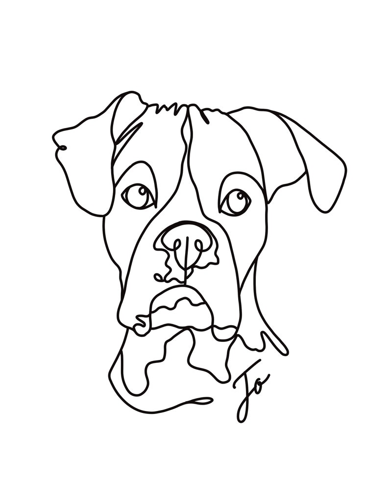 Anpassad linjeteckning av husdjur, porträtt av husdjur med en linje, digitalt porträtt, utskrivbar digital konst, digital illustration, vektorkonst bild 4