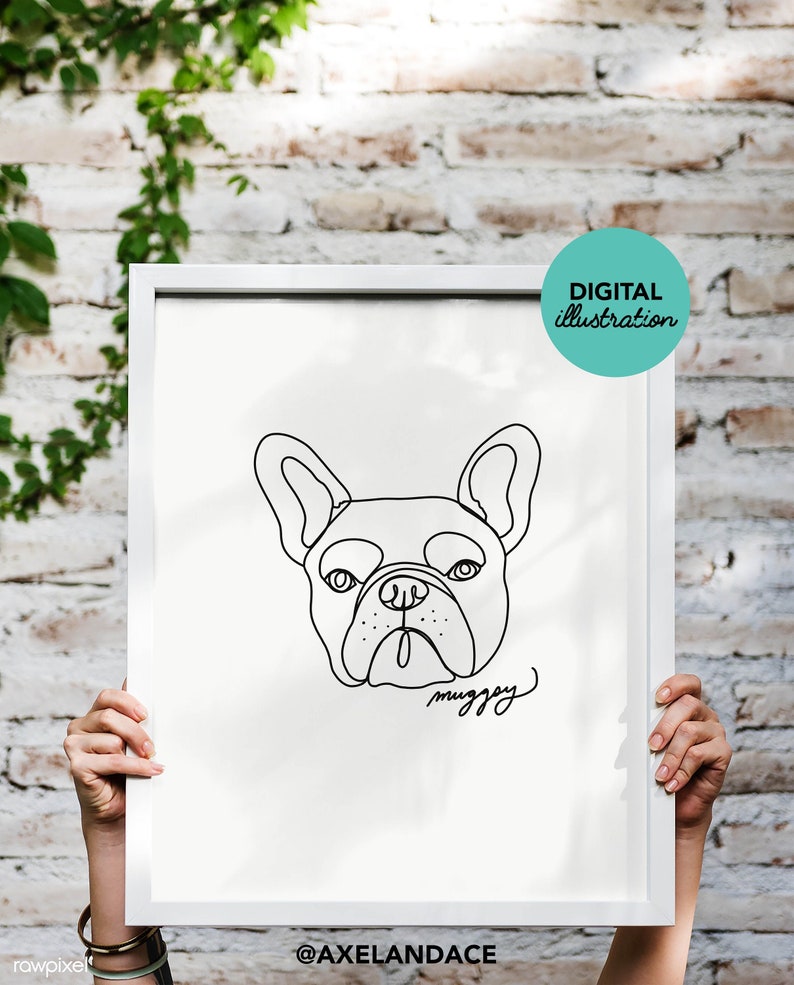 Anpassad linjeteckning av husdjur, porträtt av husdjur med en linje, digitalt porträtt, utskrivbar digital konst, digital illustration, vektorkonst bild 2