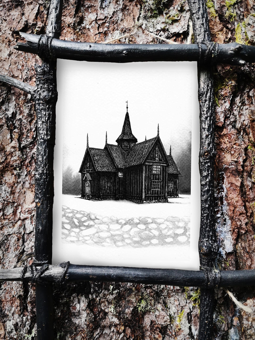 Nore Stavechurch Stavkirke Art Print Norway Etsy